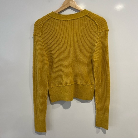 Free People Mimosa Ribbed Cropped V Neck Long Sleeve Sweater - Picture 4 of 10